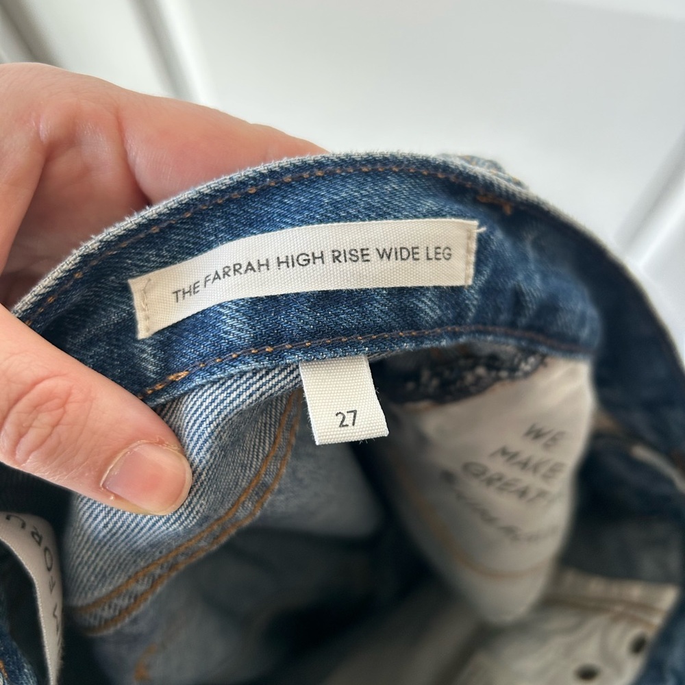 Aritzia Denim Forum Farrah High Waisted Jeans w raw hem *24 inch inseam* - Picture 6 of 7